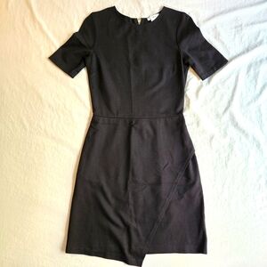 Bar III Short Sleeve Bodycon Split Hem Dress  M Black